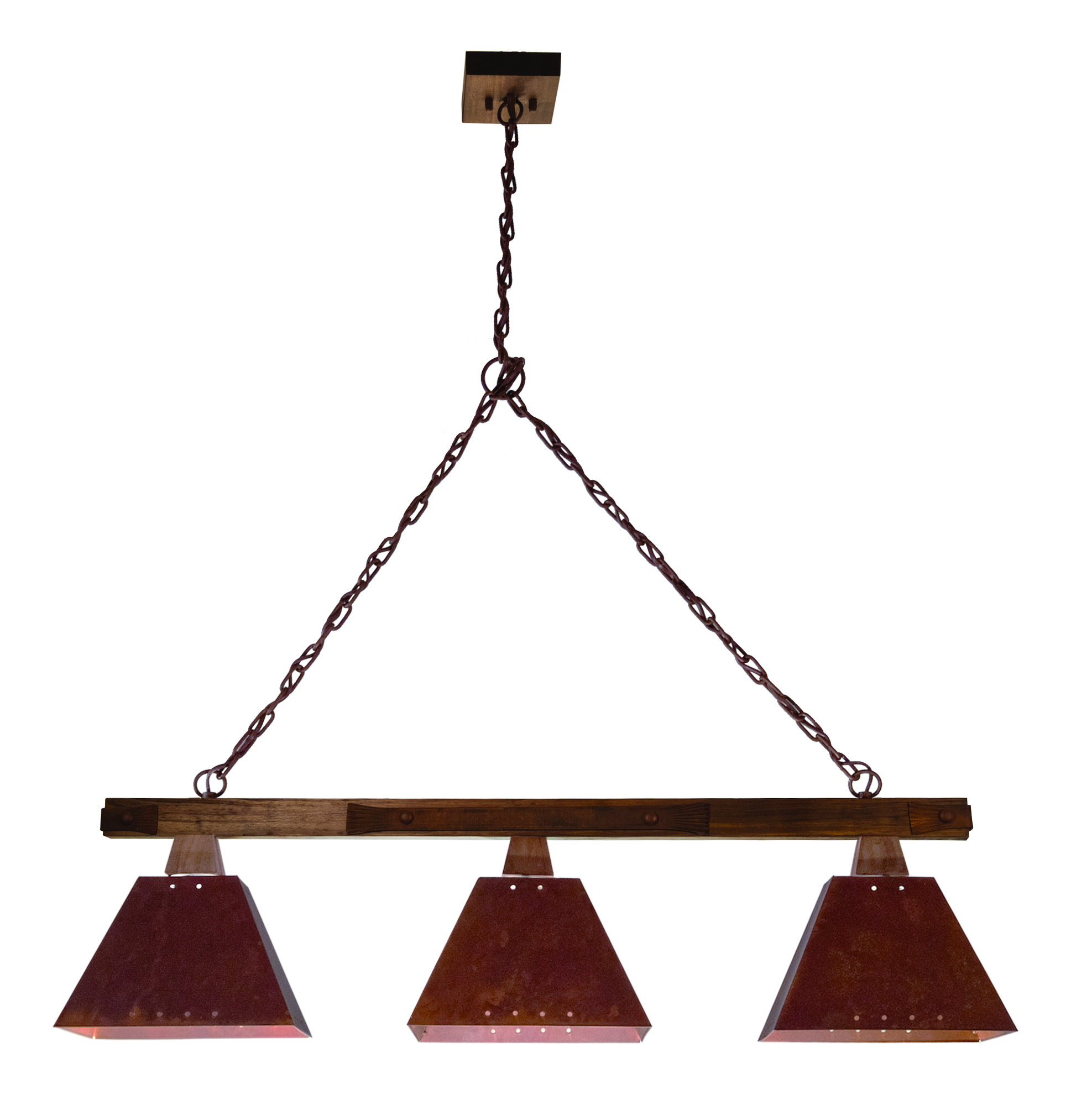 COLGANTE TRILLO 3L E27 BARRAL CHAPA OXIDADA Y MADERA 