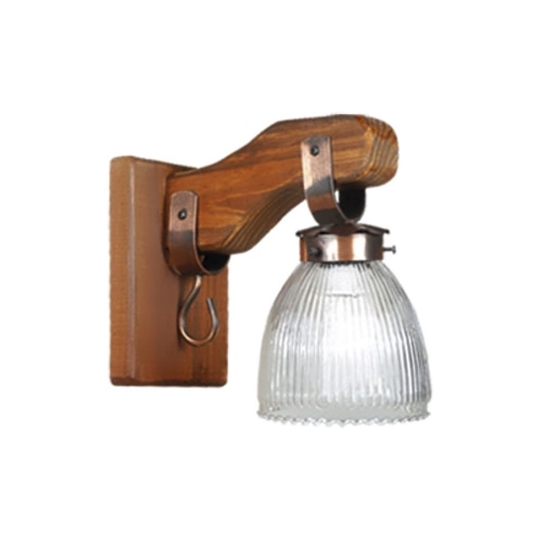 Aplique 1 Luz de Madera y Cobre