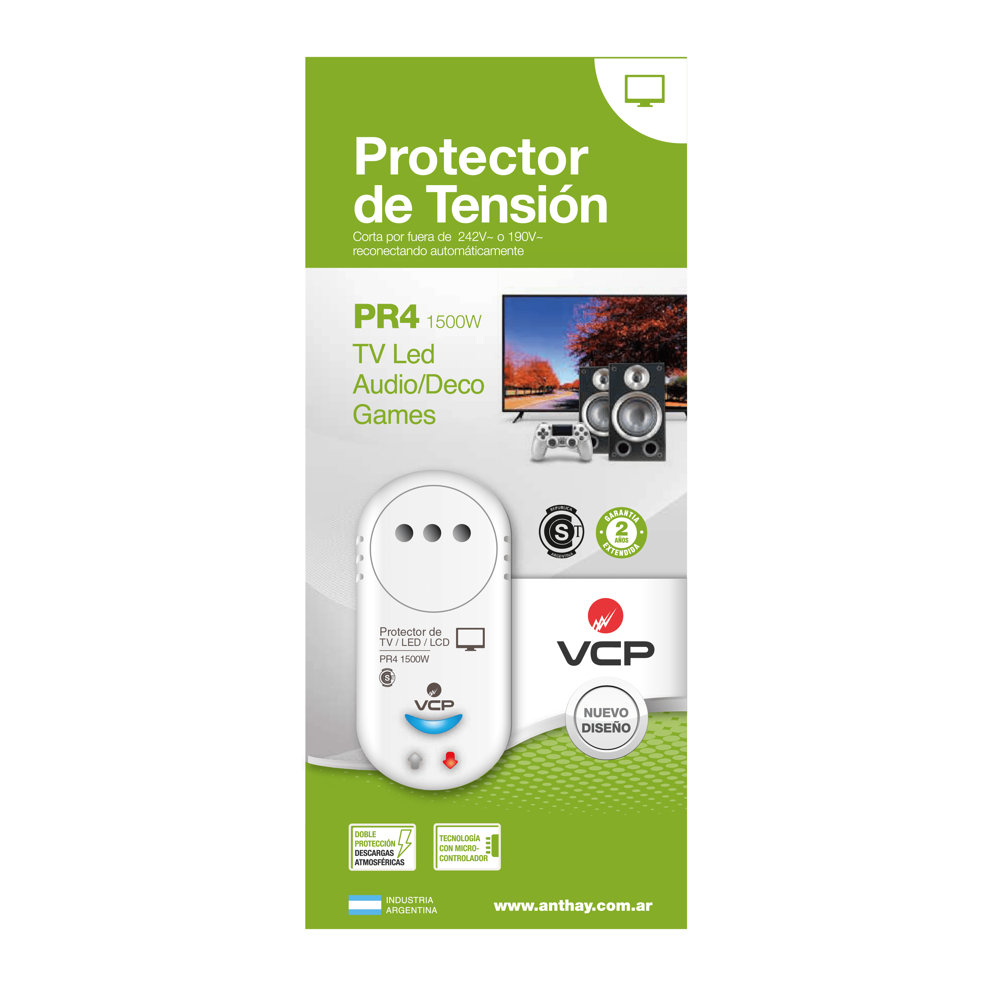 Mini Protector de Tensión Hasta 1500W para Televisores