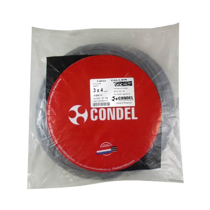 Cable Tipo Taller Condel 3x4,00mm2 - Paquete 100Mts.
