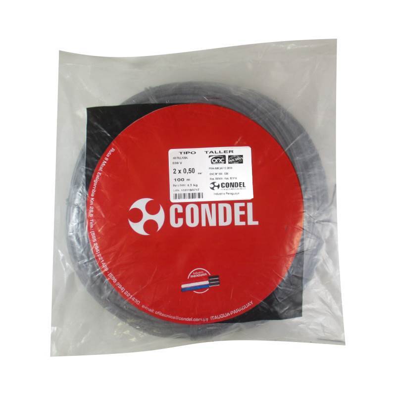 Cable Tipo Taller Condel 2x0,50mm2 - Paquete 100Mts.