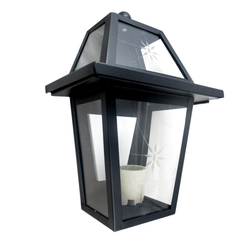 Farol de 3 Caras 6 Vidrios Chicos Negro