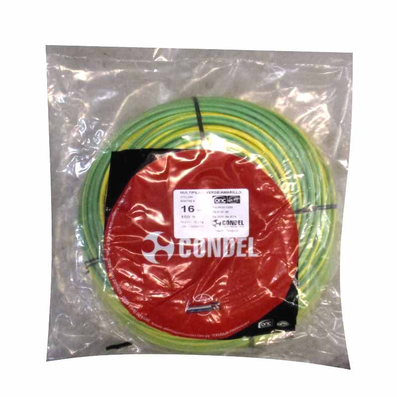 Cable Multifilar Condel 16,00mm2 - Verde/Amarillo - Paquete 100Mts.