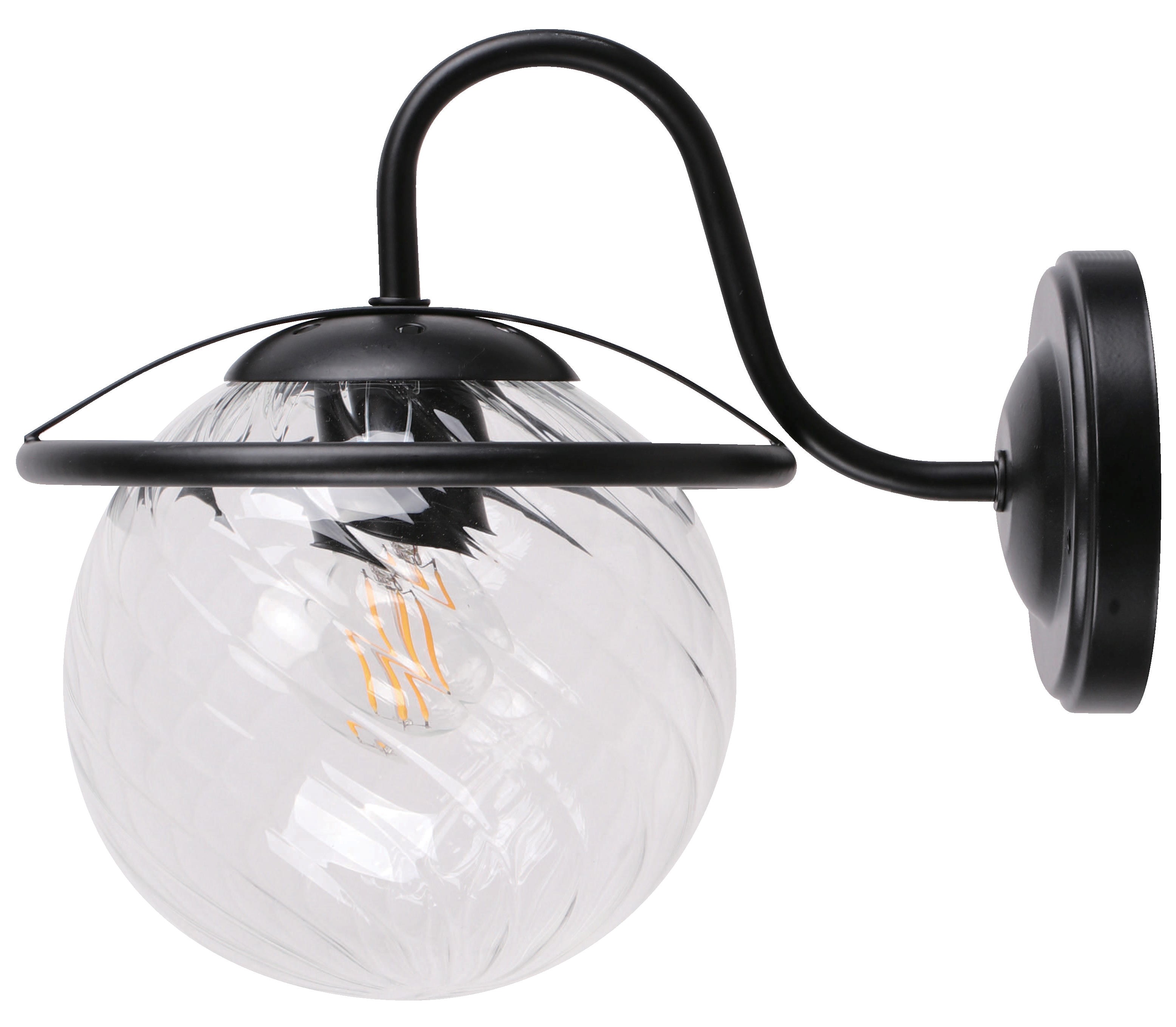 APLIQUE 1 LUZ SANSA NEGRO Y VIDRIO E27 60W