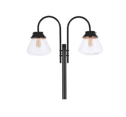  FAROL C/ PEDESTAL JARDIN 2 LUCES E27 VIDRIO Y METAL 