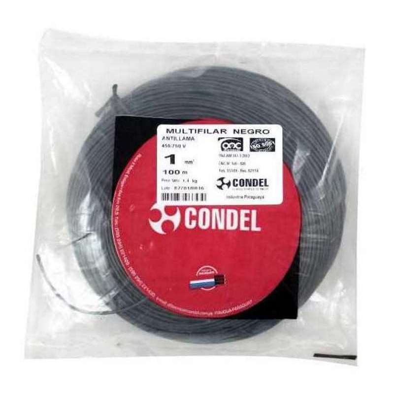Cable Multifilar Condel 1,00mm2 - Negro - Paquete 100 Mts.