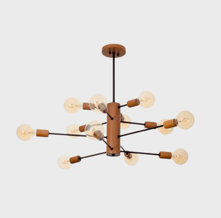  COLGANTE ANA 12 LUCES E27 MADERA 