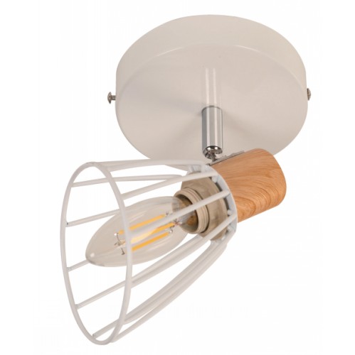 APLIQUE 1 LUZ PINO E27 40W BLANCO Y MADERA