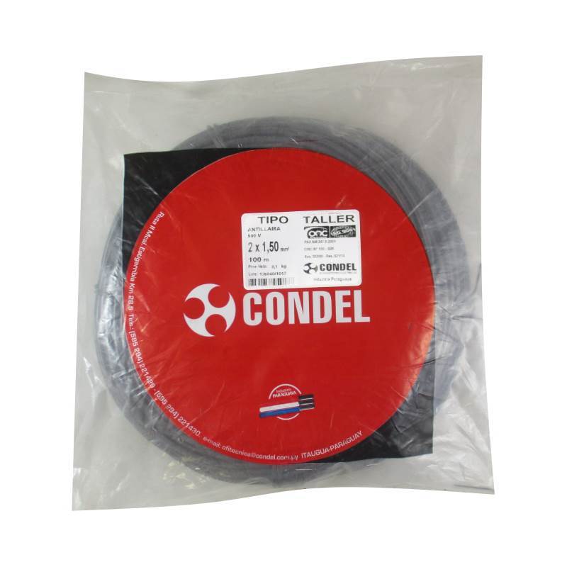 Cable Tipo Taller Condel 2x1,50mm2 - Paquete 100Mts.