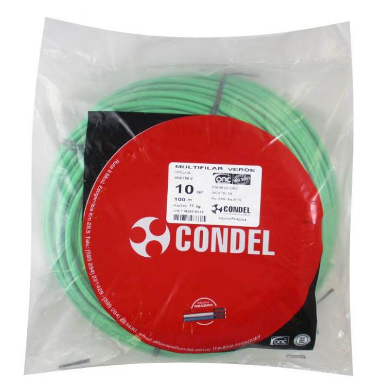 Cable Multifilar Condel 10,00mm2 Verde - Paquete 100Mts.