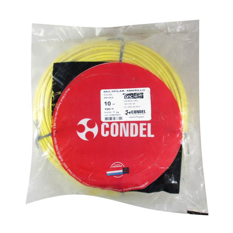 Cable Multifilar Condel 10,00mm2 - Amarillo - Paquete 100Mts.