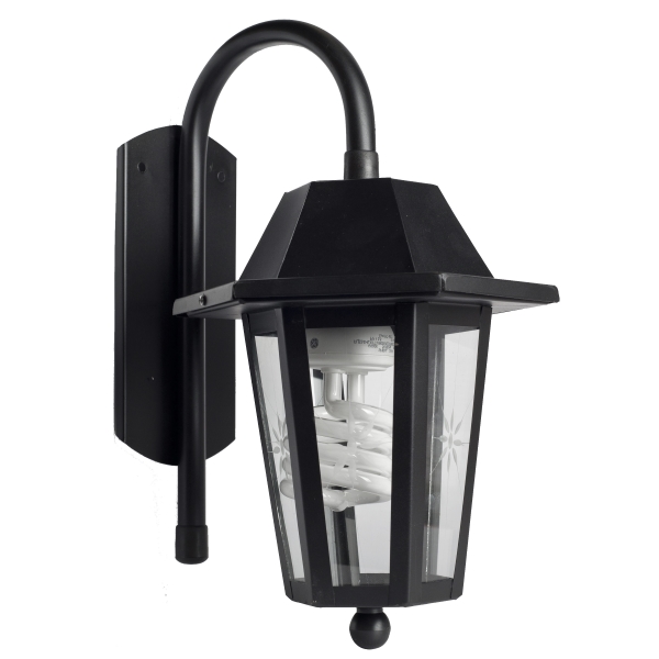 Farol de 6 Caras Súper Chico con Ménsula Color Negro