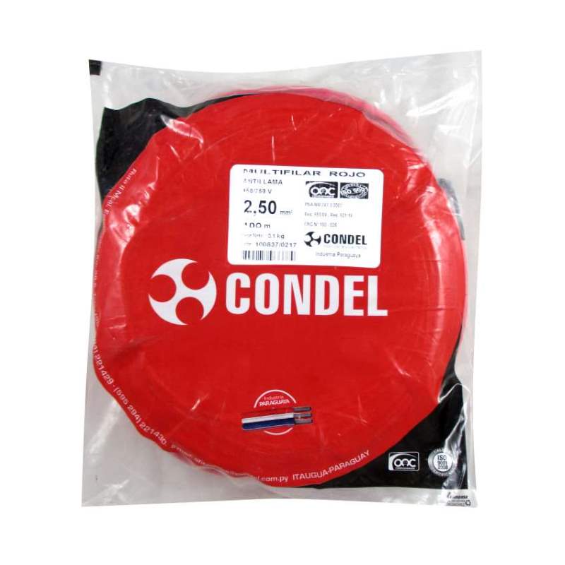Cable Multifilar Condel 2,50mm2 - Rojo - Paquete 100Mts.