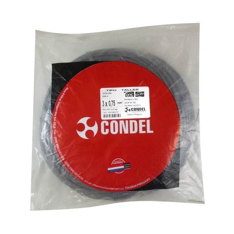 Cable Tipo Taller Condel 3x0,75mm2 - Paquete 100Mts.