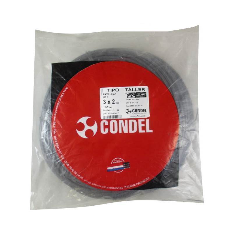 Cable Tipo Taller Condel 3x2,00mm2 - Paquete 100Mts.